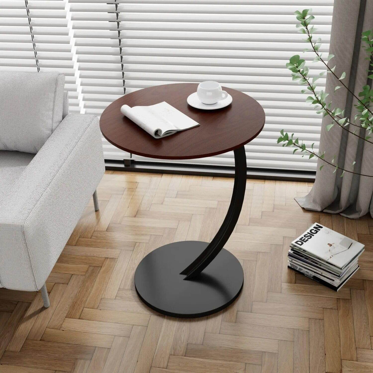 Wooden C-Shape Frame Coffee Table