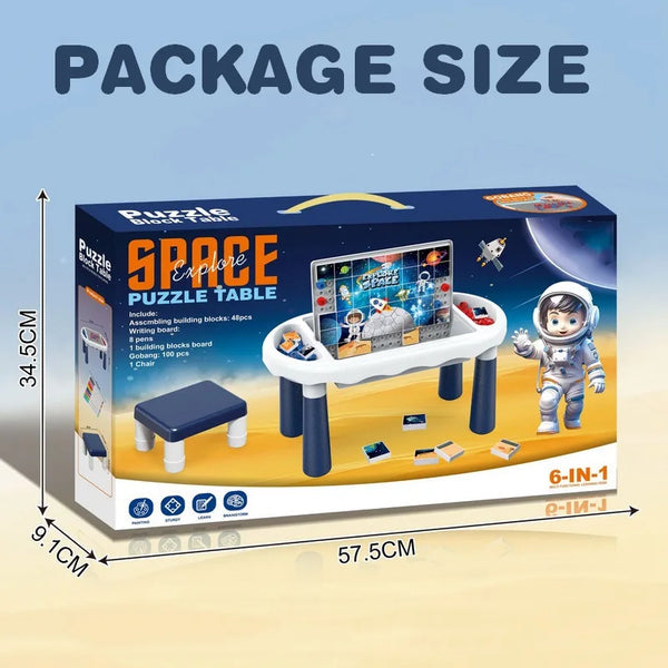Kids Activity Table with Building Blocks and Drawing Board